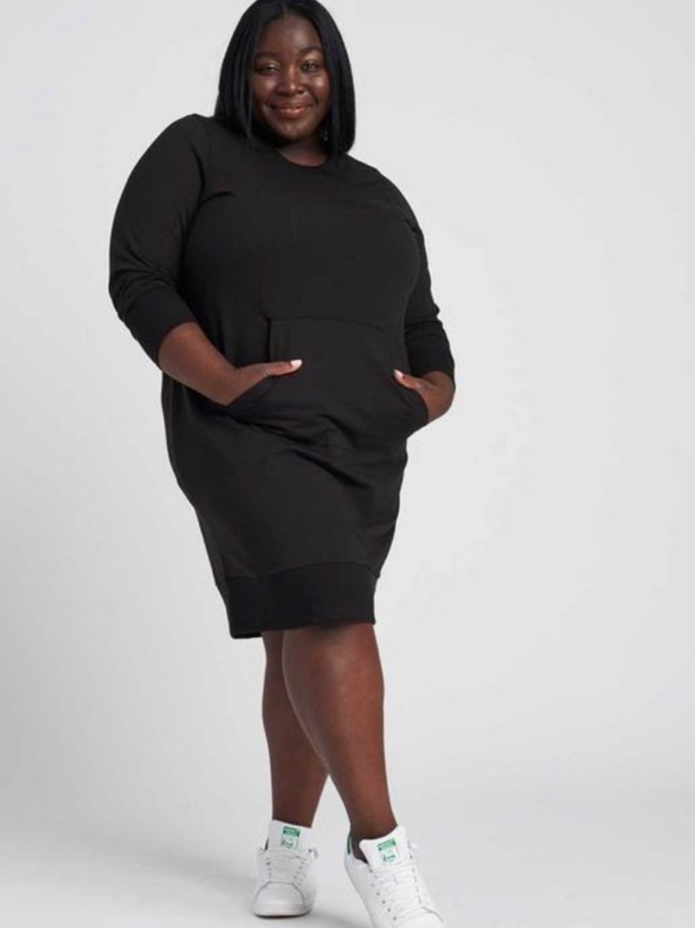 Universal Standard Bree Oversized Sweatshirt Dress Black XXS